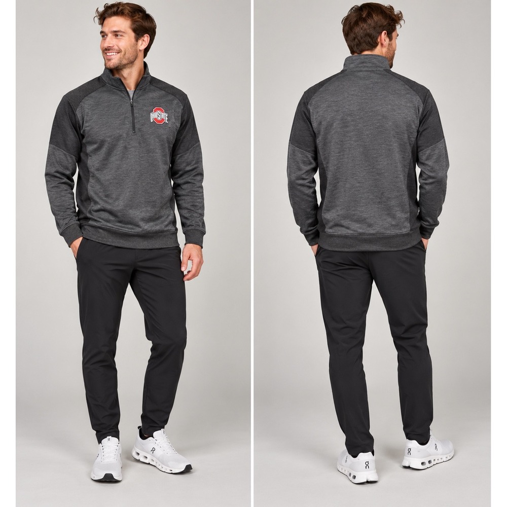 Ohio State Pullover Mens Medium Gray Quarter Zip NCAA Buckeyes